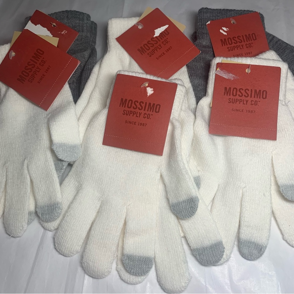 Mossimo Supply Co. White and Gray Knit Gloves Pack of 6